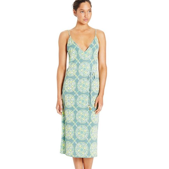 TIGERLILY Hungarian Aegean Turquoise Green Stretch Slip Midi Dress RRP$170 - Picture 6 of 11